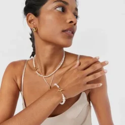 Cultured pearl Lure Bracelet with silver vermeil