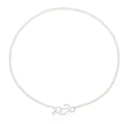 Cultured pearl Tsuri Necklace with silver motif