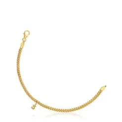 Curb chain Bracelet with 18kt gold plating over silver Bold Bear