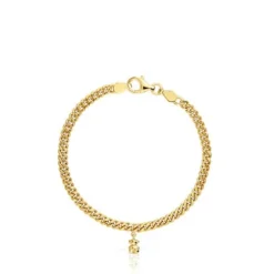 Curb chain Bracelet with 18kt gold plating over silver Bold Bear
