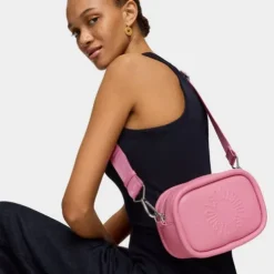 Dark pink leather Crossbody reporter bag TOUS Miranda