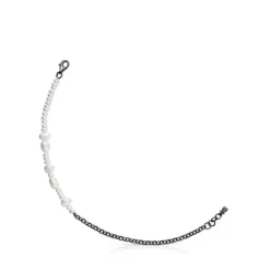 Dark silver Virtual Garden Bracelet with cultured pearls