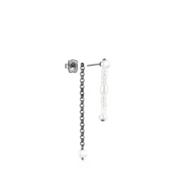 Dark silver Virtual Garden Double earrings with cultured pearls