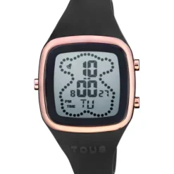 Digital Watch with black silicone strap and rose-colored IPRG steel case TOUS B-Time