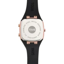 Digital Watch with black silicone strap and rose-colored IPRG steel case TOUS B-Time