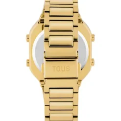 Digital Watch with gold-colored IPG steel bracelet and case with LEDs D-BEAR