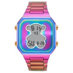 Digital Watch with iridescent IP steel bracelet D-BEAR