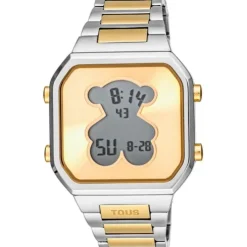 Digital Watch with stainless steel bracelet and gold-colored IPG steel D-BEAR