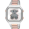 Digital Watch with stainless steel and rose-colored IPRG steel bracelet D-BEAR