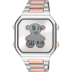 Digital Watch with stainless steel and rose-colored IPRG steel bracelet D-BEAR
