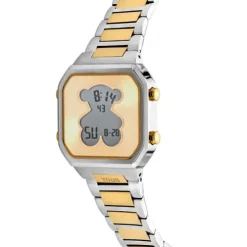 Digital Watch with stainless steel bracelet and gold-colored IPG steel D-BEAR
