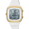 Digital Watch with white silicone strap and gold-colored IPG steel case TOUS B-Time