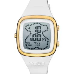 Digital Watch with white silicone strap and gold-colored IPG steel case TOUS B-Time