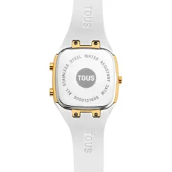Digital Watch with white silicone strap and gold-colored IPG steel case TOUS B-Time