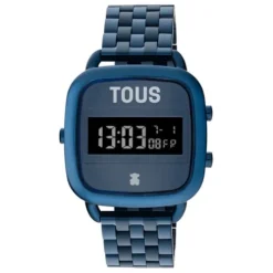 D-Logo Digital watch with blue IP steel strap