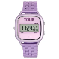 D-Logo Digital watch with mauve steel strap