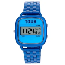 D-Logo Digital watch with blue steel strap