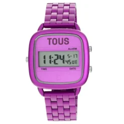 D-Logo Digital watch with fuchsia steel strap