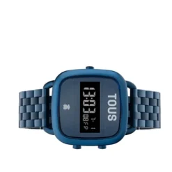 D-Logo Digital watch with blue IP steel strap