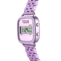 D-Logo Digital watch with mauve steel strap