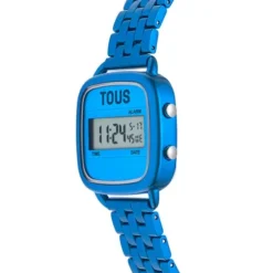 D-Logo Digital watch with blue steel strap