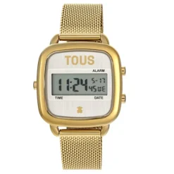 D-Logo New Digital watch with gold-colored IPG steel strap