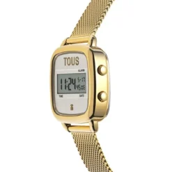 D-Logo New Digital watch with gold-colored IPG steel strap