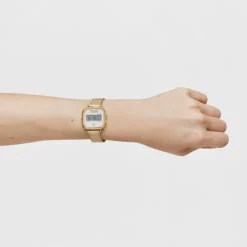 D-Logo New Digital watch with gold-colored IPG steel strap