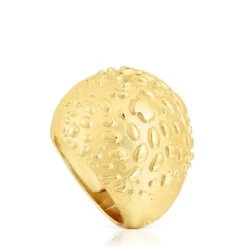 Domed ring with 18kt gold plating over silver Dybe