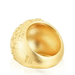 Domed ring with 18kt gold plating over silver Dybe