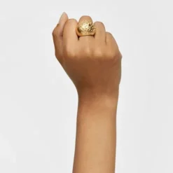 Domed ring with 18kt gold plating over silver Dybe