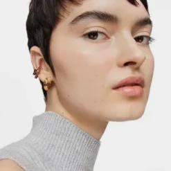 Earcuff with 18kt gold plating over silver and rhodolite My Other Half