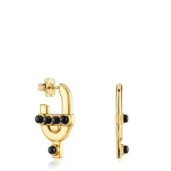 Earrings with 18kt gold plating over silver and onyx TOUS MANIFESTO