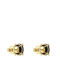 Earrings with 18kt gold plating over silver and onyx Cachito Mío