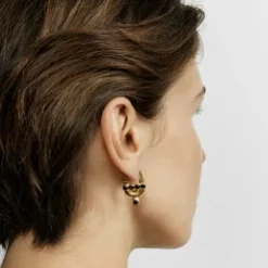 Earrings with 18kt gold plating over silver and onyx TOUS MANIFESTO