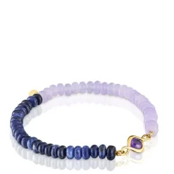Elastic bracelet with silver vermeil, amethyst and gemstones Alma Motif