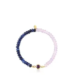 Elastic bracelet with silver vermeil, amethyst and gemstones Alma Motif