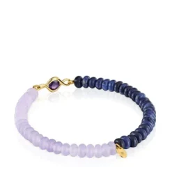 Elastic bracelet with silver vermeil, amethyst and gemstones Alma Motif