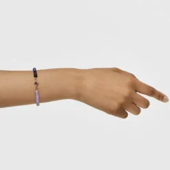 Elastic bracelet with silver vermeil, amethyst and gemstones Alma Motif