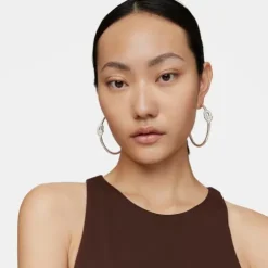 Extra-long silver Hoop earrings with motif TOUS MANIFESTO
