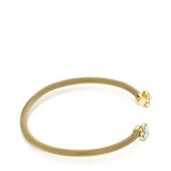 Fine gold-colored IP Steel Mesh Color Bracelet with Howlite