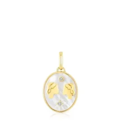 Gemini Pendant in silver vermeil with mother-of-pearl and topazes TOUS Horoscope