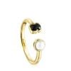Glory Ring in Silver Vermeil with Onyx and Pearl