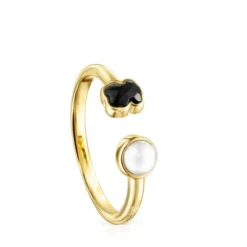 Glory Ring in Silver Vermeil with Onyx and Pearl