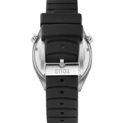 gmt automatic Watch with black silicone strap, steel case and mother-of-pearl face TOUS Now.