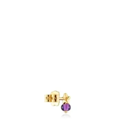 Gold and amethyst star single earring TOUS Balloon