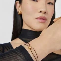 Gold and brown cord Teardrop bracelet TOUS Balloon