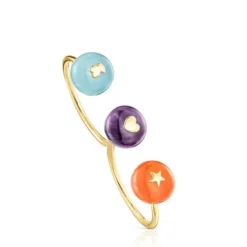 Gold and gemstones double Open ring TOUS Balloon