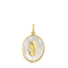Gold and mother-of-pearl virgin Medallion pendant Devotion