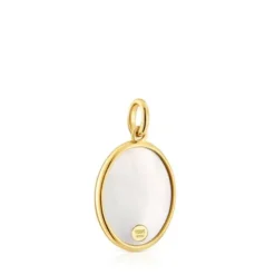 Gold and mother-of-pearl virgin Medallion pendant Devotion